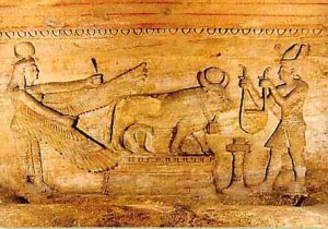 Il faraone che porta l'offerta al toro Api